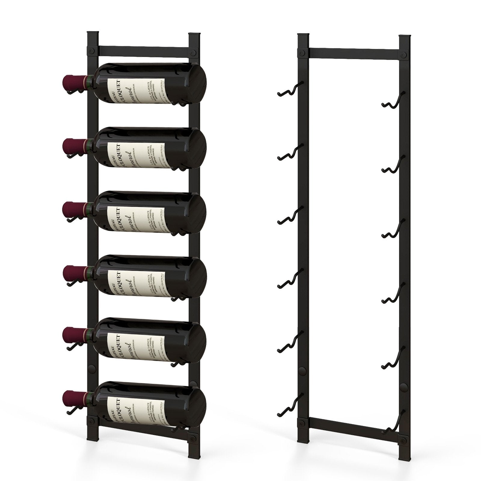 Rust proof Wall Mounted Wine Rack for 6 or 9 Bottles-M, Black Wine Racks   at Gallery Canada