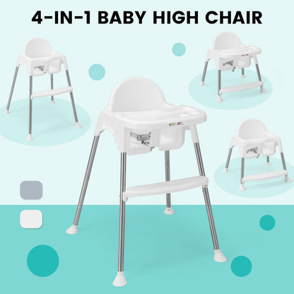 4-in-1 Convertible Baby High Chair with Removable Double Tray, White High Chairs   at Gallery Canada
