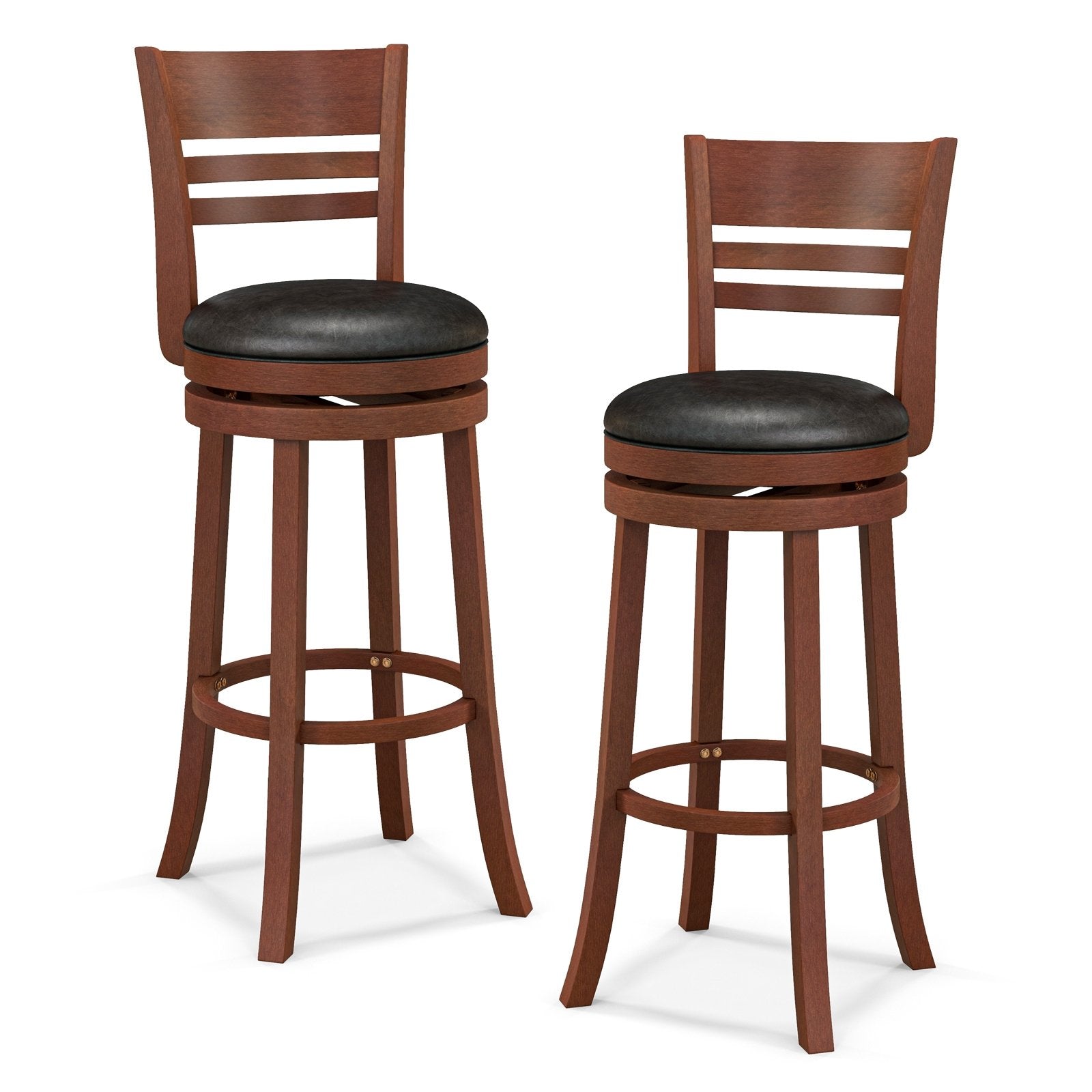 Set of 2 360° Bar Stools with PU Upholstered Seats, Brown Bar Stools   at Gallery Canada