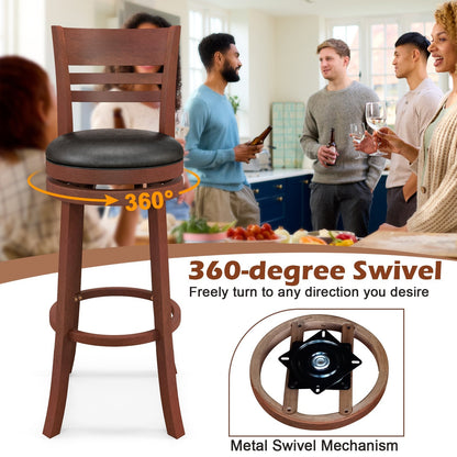 Set of 2 360° Bar Stools with PU Upholstered Seats, Brown Bar Stools   at Gallery Canada