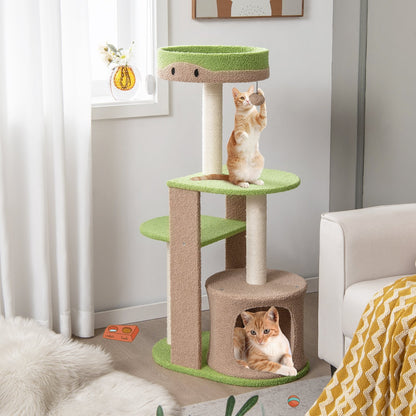 5-Tier Modern Cat Tree Tower for Indoor Cats with Sisal Scratching Posts, Green Cat Trees Condos & Scratchers   at Gallery Canada