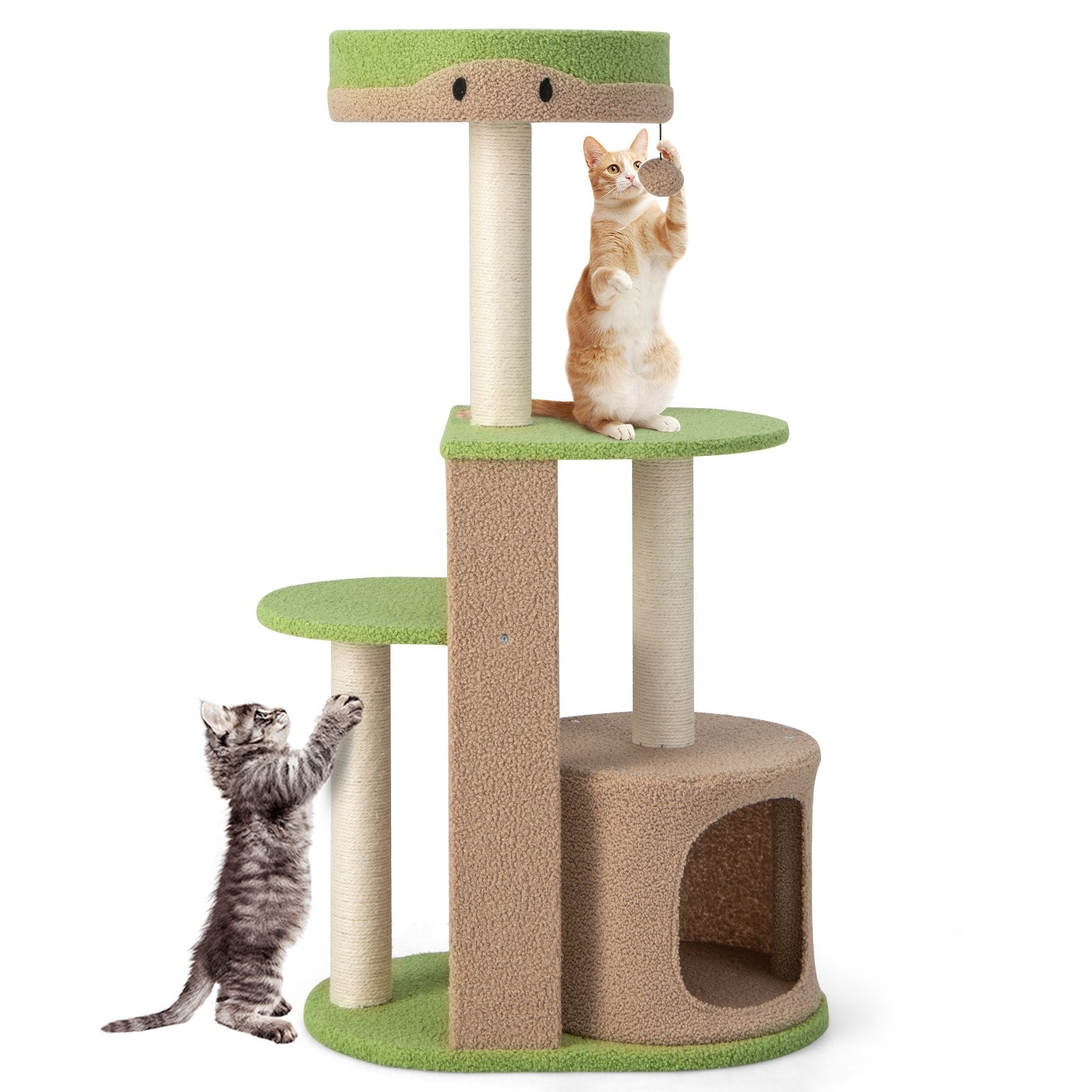 5-Tier Modern Cat Tree Tower for Indoor Cats with Sisal Scratching Posts, Green Cat Trees Condos & Scratchers   at Gallery Canada