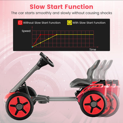 Pedal Powered 4-Wheel Toy Car with Adjustable Steering Wheel and Seat, Red Powered Ride On Toys   at Gallery Canada