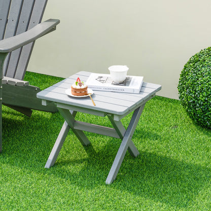 Outdoor Folding Side Table Foldable Weather-Resistant HDPE Adirondack Table, Gray Patio Coffee Tables   at Gallery Canada