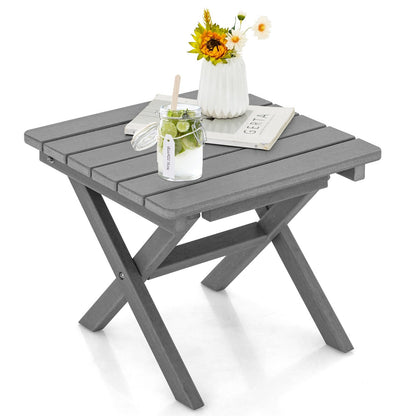 Outdoor Folding Side Table Foldable Weather-Resistant HDPE Adirondack Table, Gray Patio Coffee Tables   at Gallery Canada