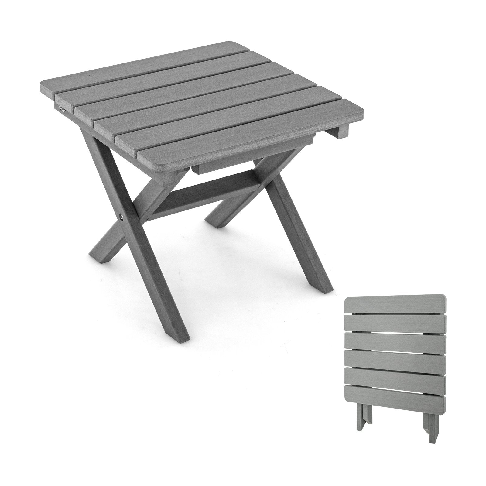 Outdoor Folding Side Table Foldable Weather-Resistant HDPE Adirondack Table, Gray Patio Coffee Tables   at Gallery Canada