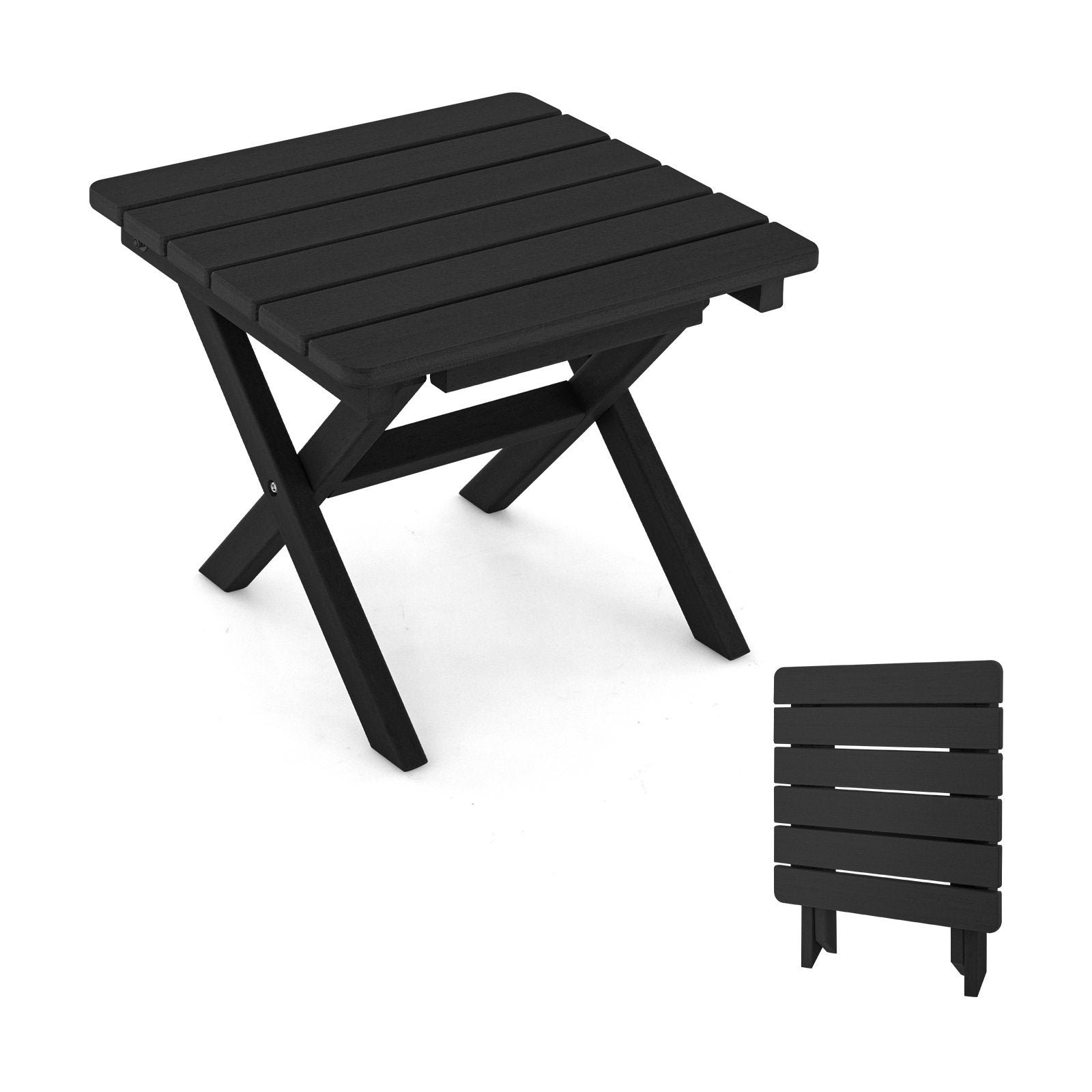 Outdoor Folding Side Table Foldable Weather-Resistant HDPE Adirondack Table, Black Patio Coffee Tables   at Gallery Canada