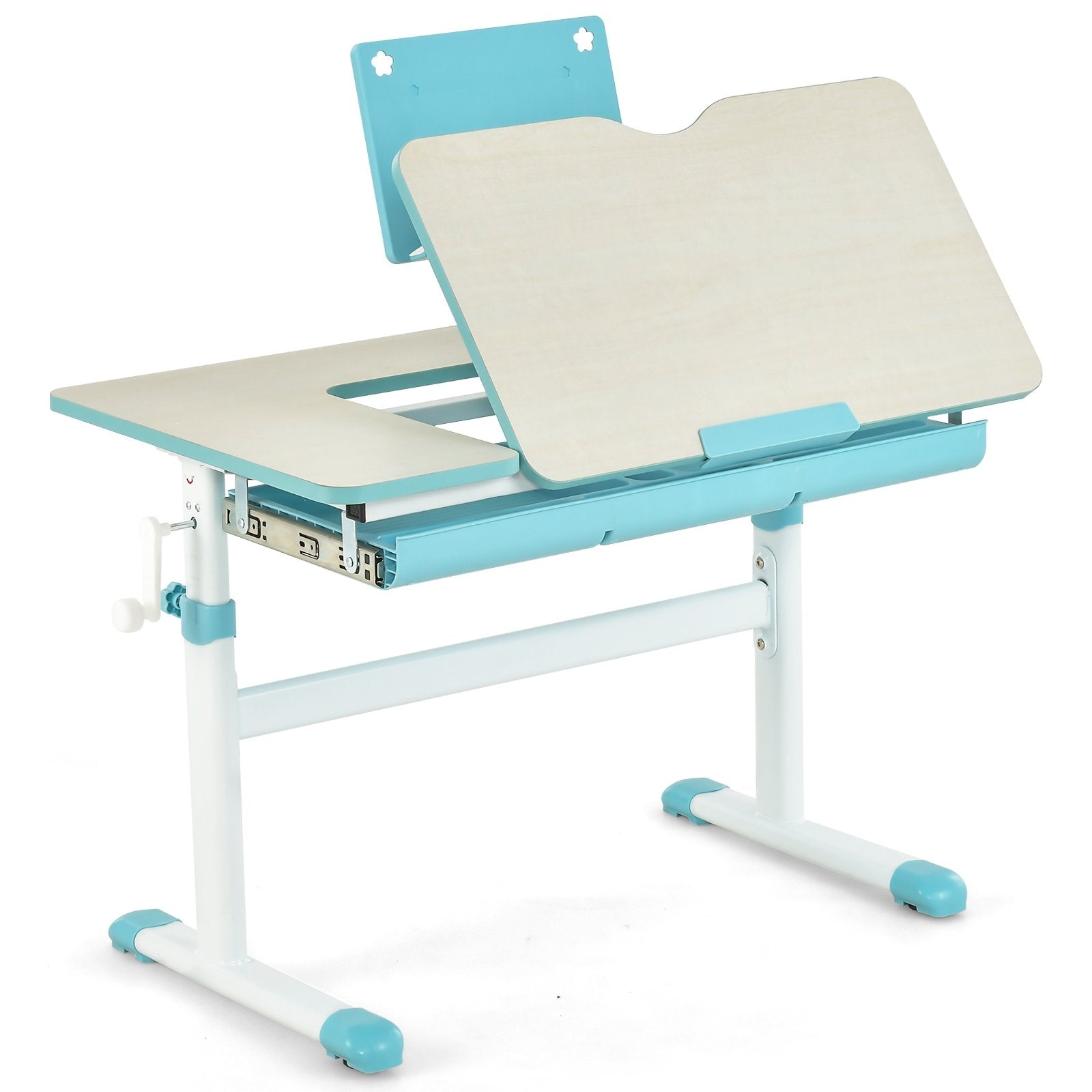 Height-Adjustable Kids Desk with Tilt Desktop and Book Stand, Blue Kids Table & Chair Sets   at Gallery Canada