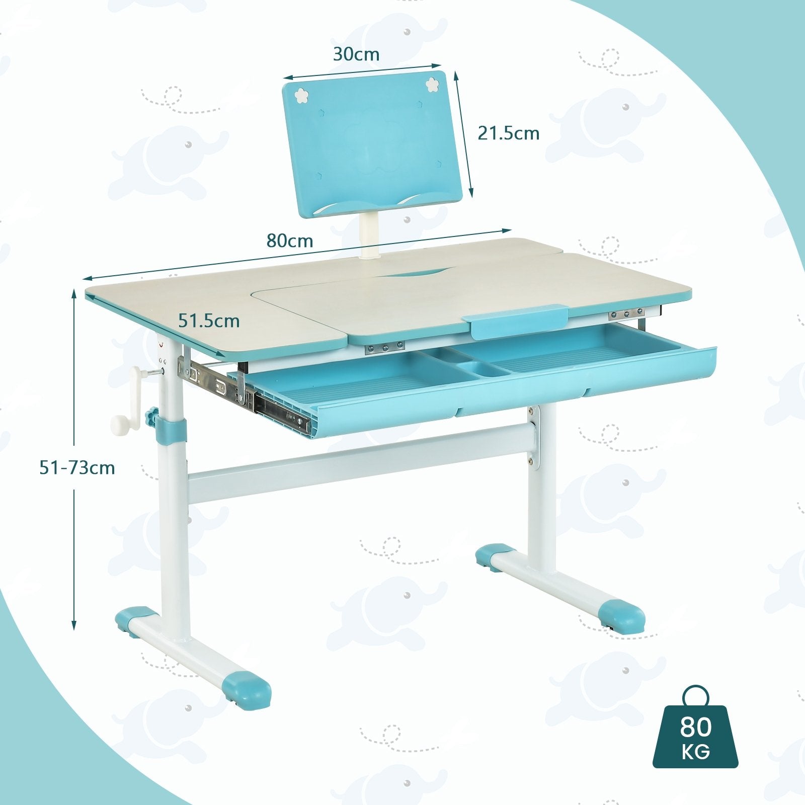 Height-Adjustable Kids Desk with Tilt Desktop and Book Stand, Blue Kids Table & Chair Sets   at Gallery Canada