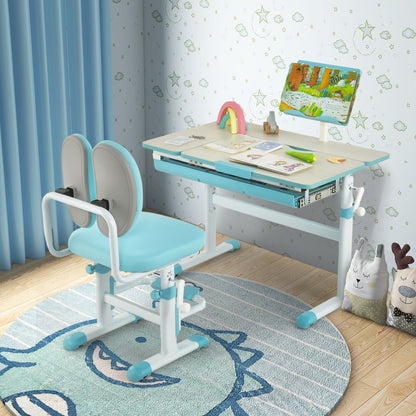 Height-Adjustable Kids Desk with Tilt Desktop and Book Stand, Blue Kids Table & Chair Sets   at Gallery Canada