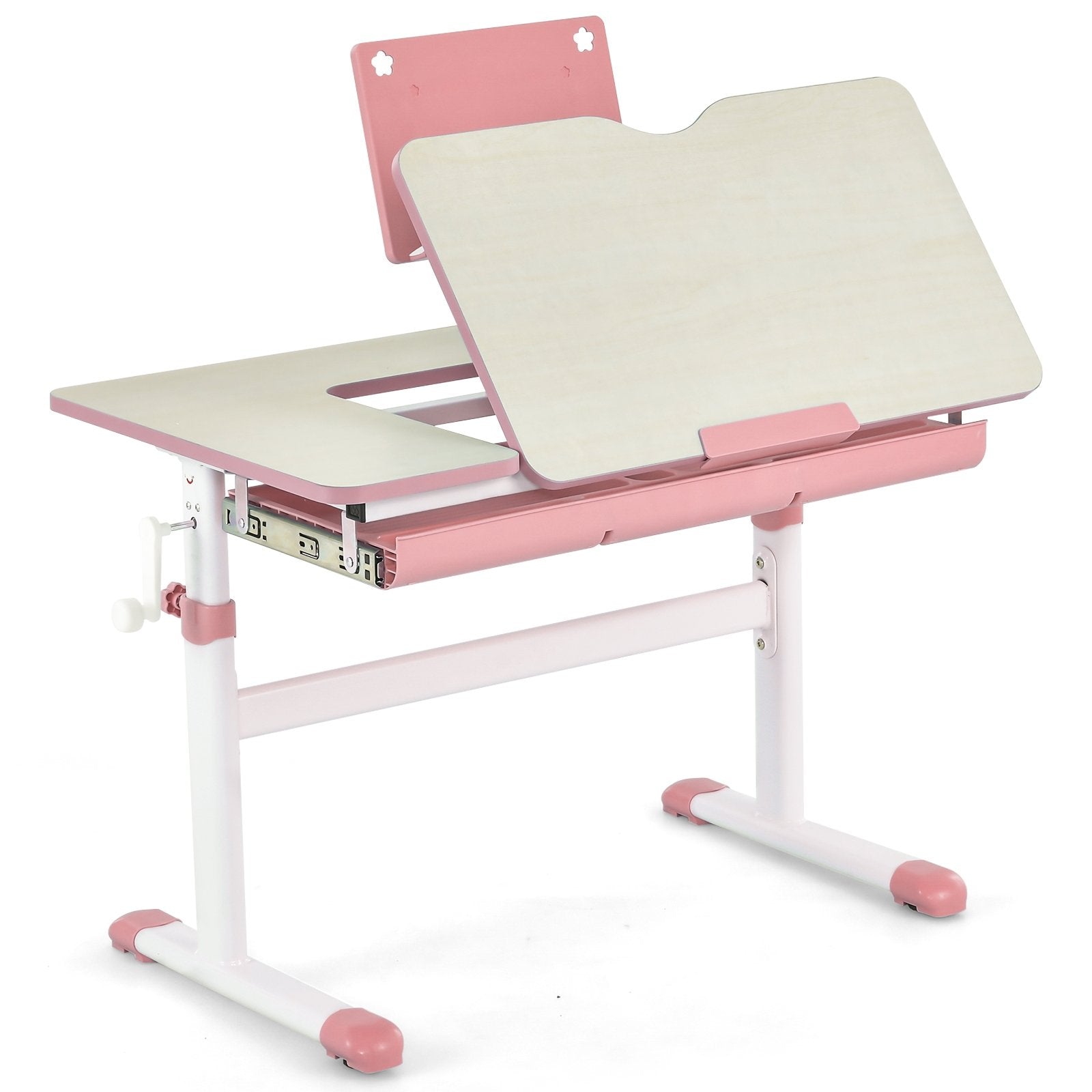 Height-Adjustable Kids Desk with Tilt Desktop and Book Stand, Pink Kids Table & Chair Sets   at Gallery Canada