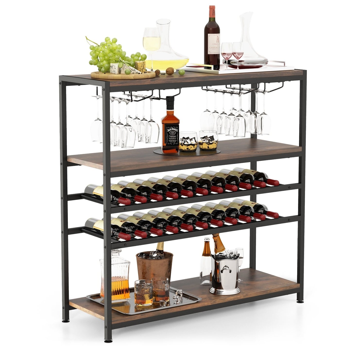 5-tier Wine Rack Table with Glasses Holder Wine Racks   at Gallery Canada