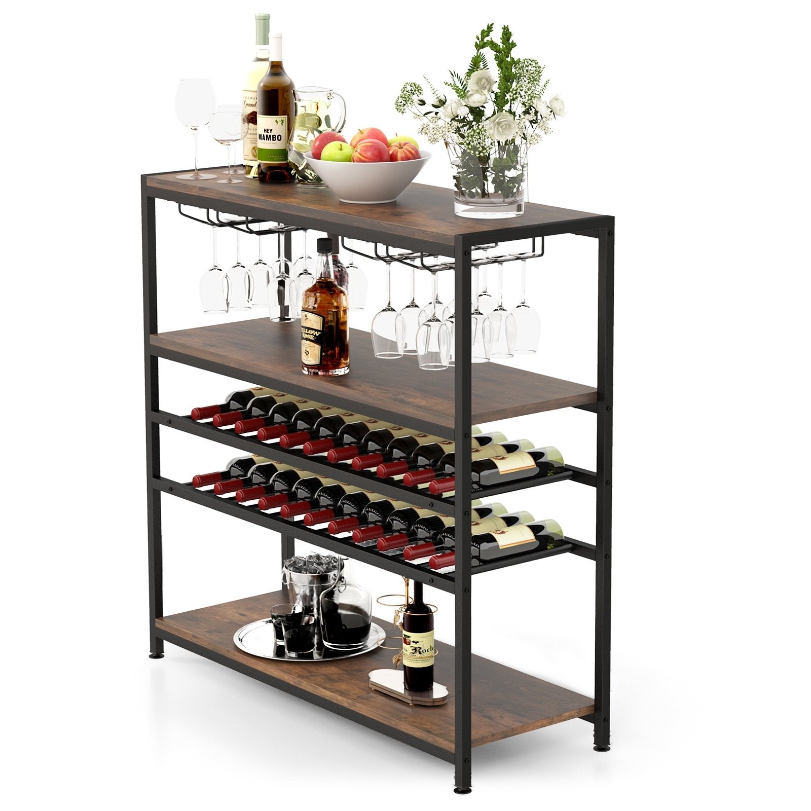 5-tier Wine Rack Table with Glasses Holder Wine Racks   at Gallery Canada