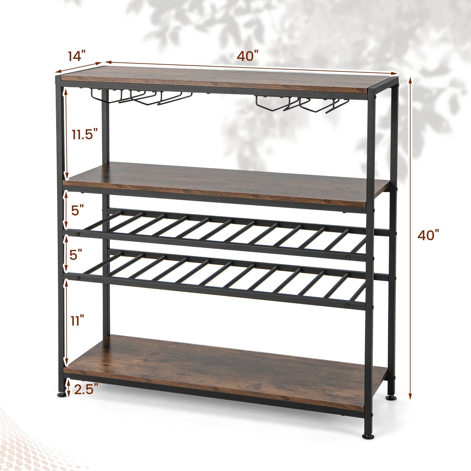 5-tier Wine Rack Table with Glasses Holder Wine Racks   at Gallery Canada