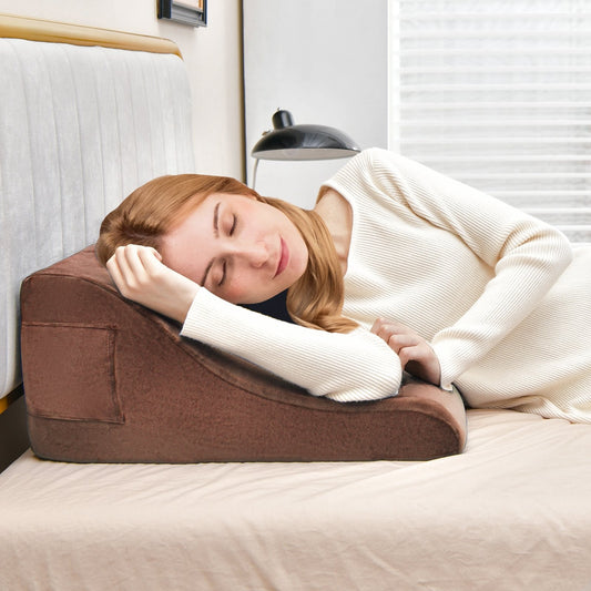 Bed Wedge Pillow with Tablet Pillow Stand and Side Pockets, Brown Bedding   at Gallery Canada