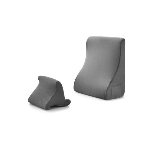 Bed Wedge Pillow with Tablet Pillow Stand and Side Pockets, Gray