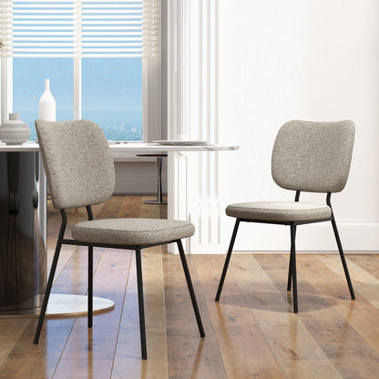 Set of 2 Modern Armless Dining Chairs with Linen Fabric, Gray - Gallery Canada