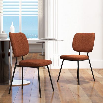 Set of 2 Modern Armless Dining Chairs with Linen Fabric, Orange Dining Chairs   at Gallery Canada