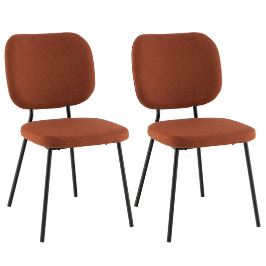 Set of 2 Modern Armless Dining Chairs with Linen Fabric, Orange - Gallery Canada
