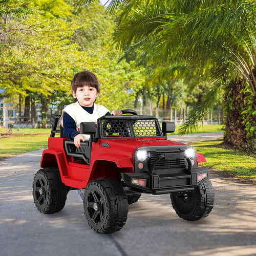 12V Kids Ride On Truck with Remote Control and Headlights, Red