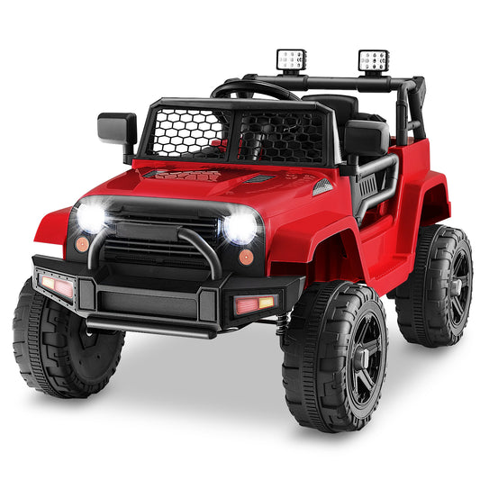 12V Kids Ride On Truck with Remote Control and Headlights, Red Powered Ride On Toys Red  at Gallery Canada