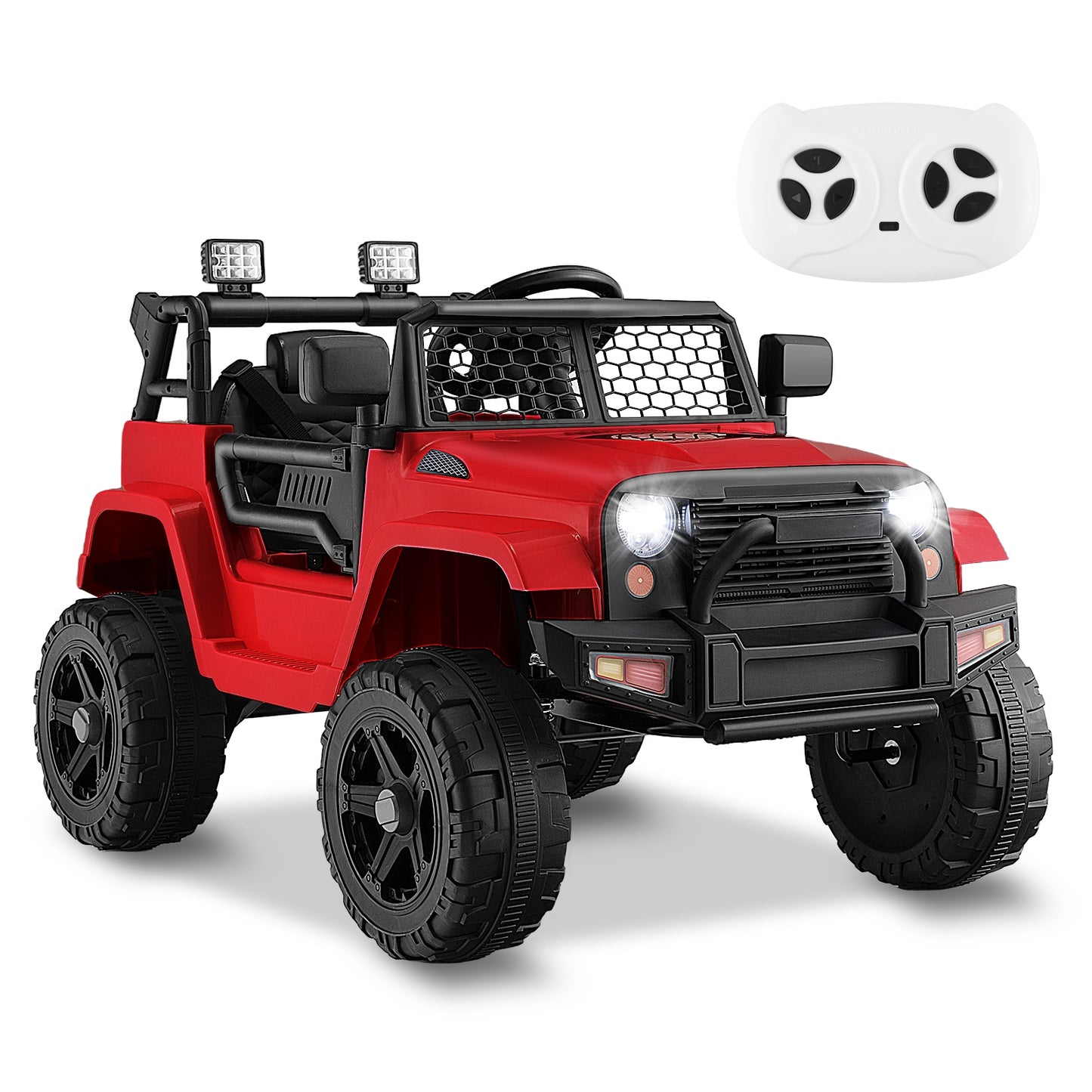 12V Kids Ride On Truck with Remote Control and Headlights, Red Powered Ride On Toys   at Gallery Canada