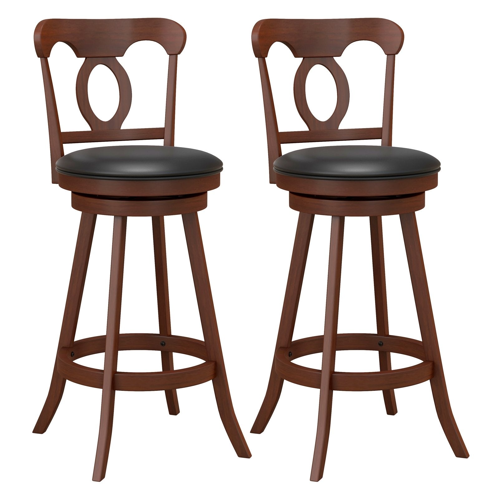 Set of 2 24/30 Inch Swivel Bar Stools with Footrest-30 inches, Espresso Bar Stools   at Gallery Canada