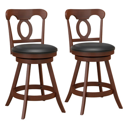 Set of 2 24/30 Inch Swivel Bar Stools with Footrest-24 inches, Espresso Bar Stools   at Gallery Canada