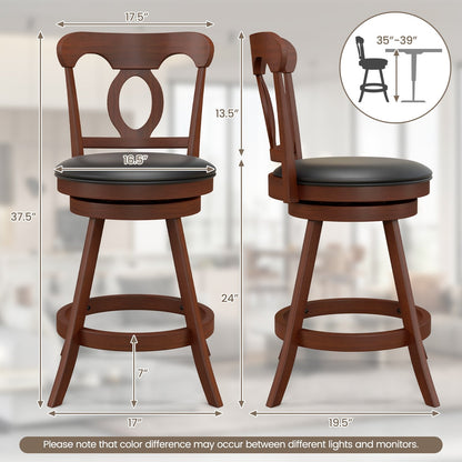 Set of 2 24/30 Inch Swivel Bar Stools with Footrest-24 inches, Espresso Bar Stools   at Gallery Canada