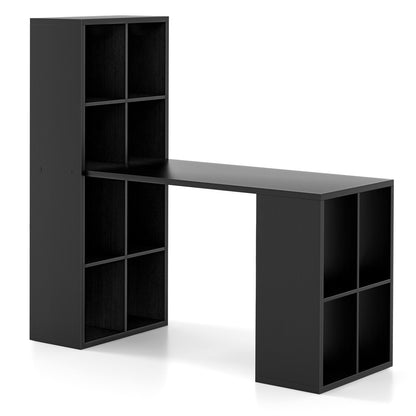 Modern Computer Desk with 12 Cubes Bookshelf, Black - Gallery Canada