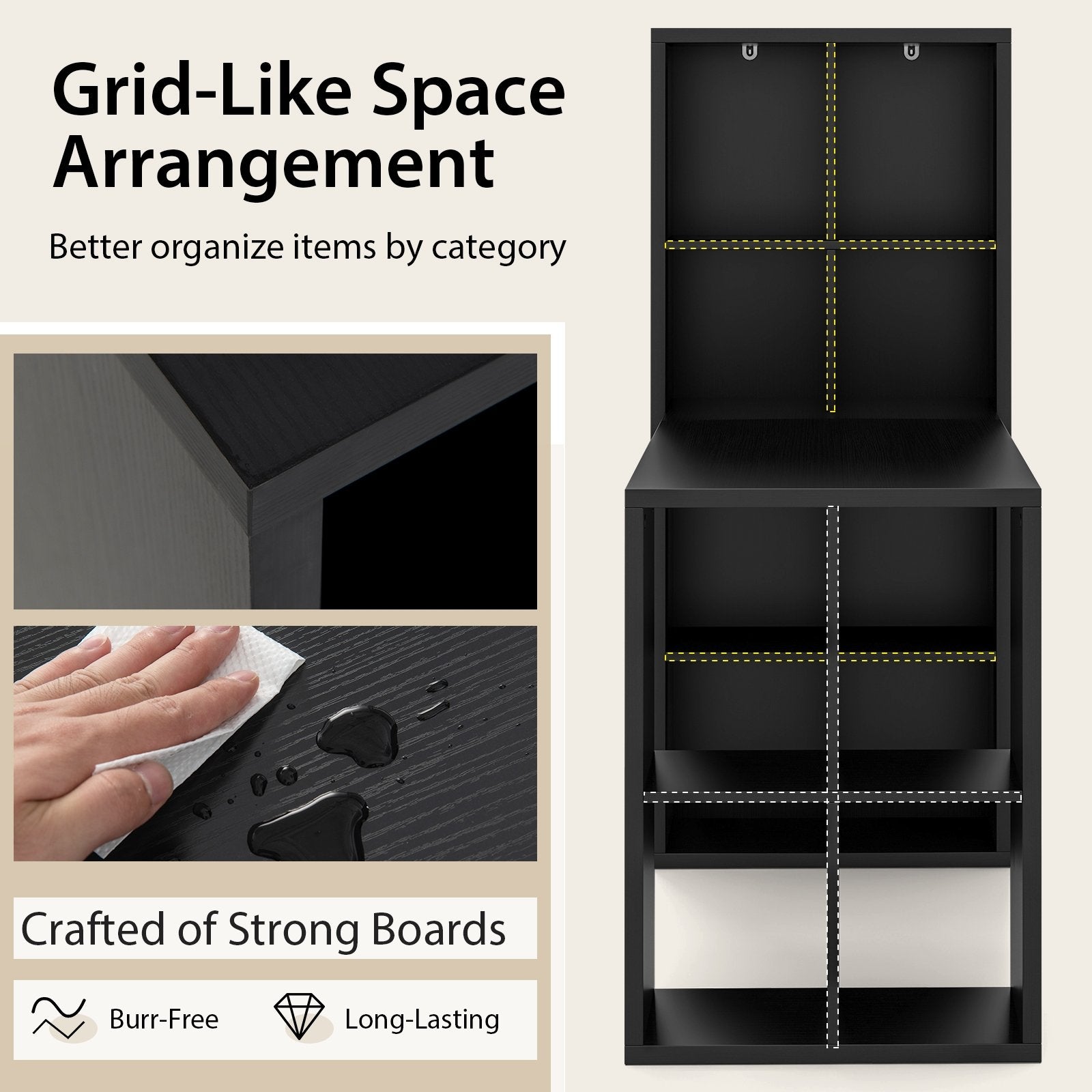 Modern Computer Desk with 12 Cubes Bookshelf, Black - Gallery Canada