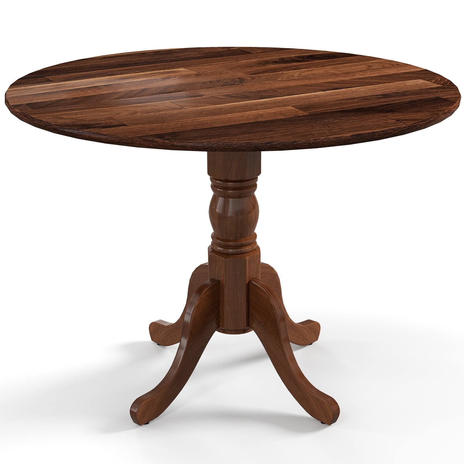 Wooden Dining Table with Round Tabletop and Curved Trestle Legs, Walnut Dining Tables   at Gallery Canada