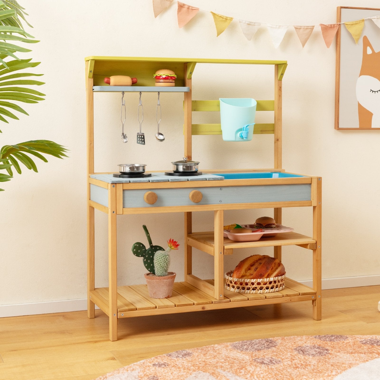 Outdoor Kids Mud Kitchen with Faucet and Water Box, Natural Play Kitchen Sets   at Gallery Canada