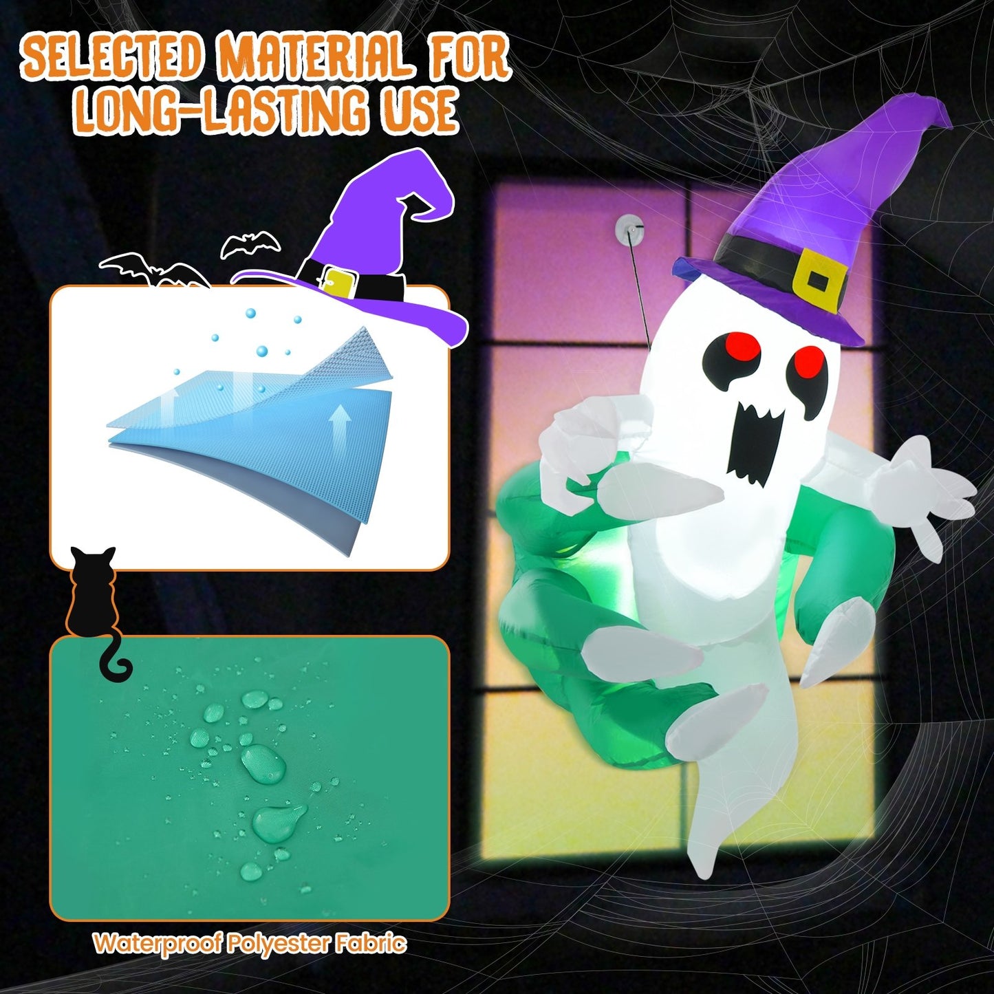 3.6 FT Halloween Inflatable Ghost Broke Out from Window, Multicolor Halloween   at Gallery Canada