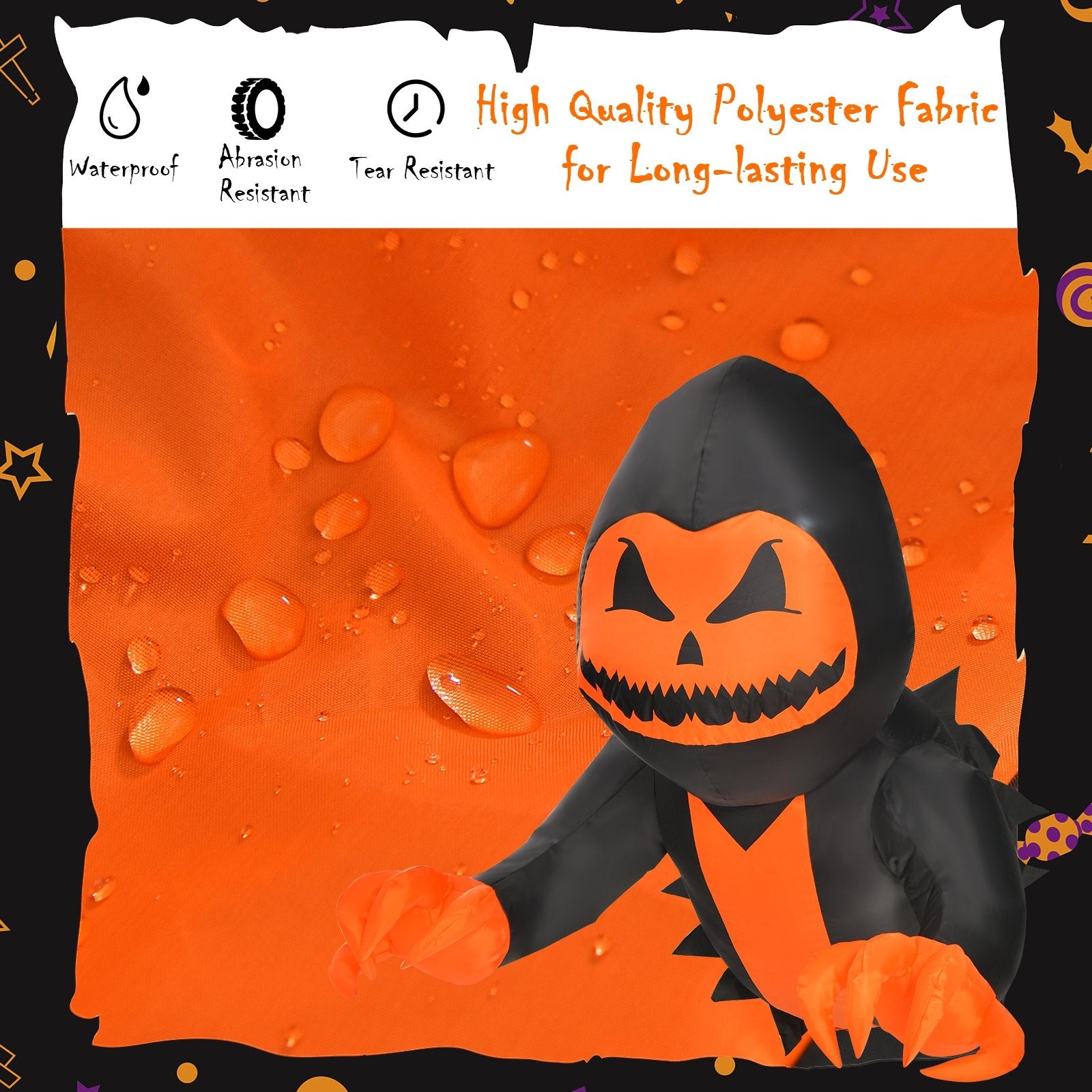 3.3 Feet Halloween Inflatable Pumpkin Head Ghost Broke Out from Window, Orange Halloween   at Gallery Canada