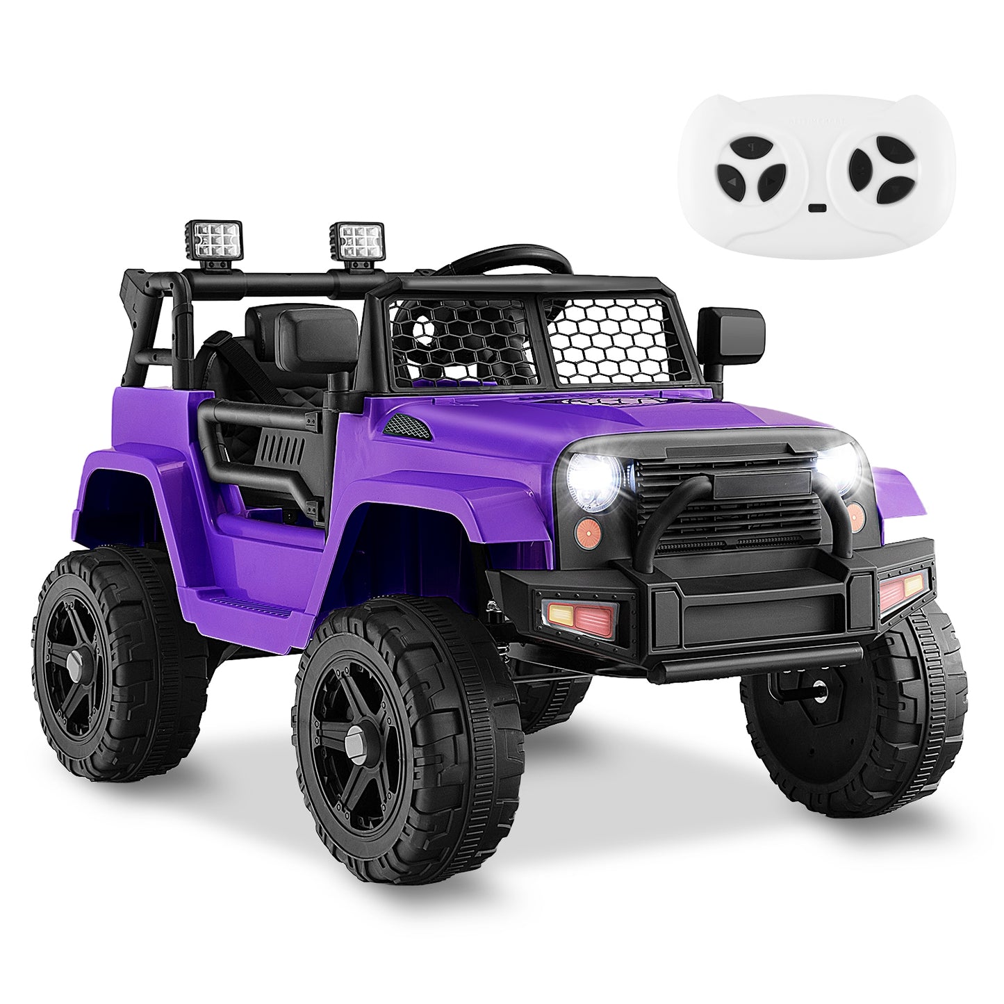 12V Kids Ride On Truck with Remote Control and Headlights, Purple Powered Ride On Toys   at Gallery Canada