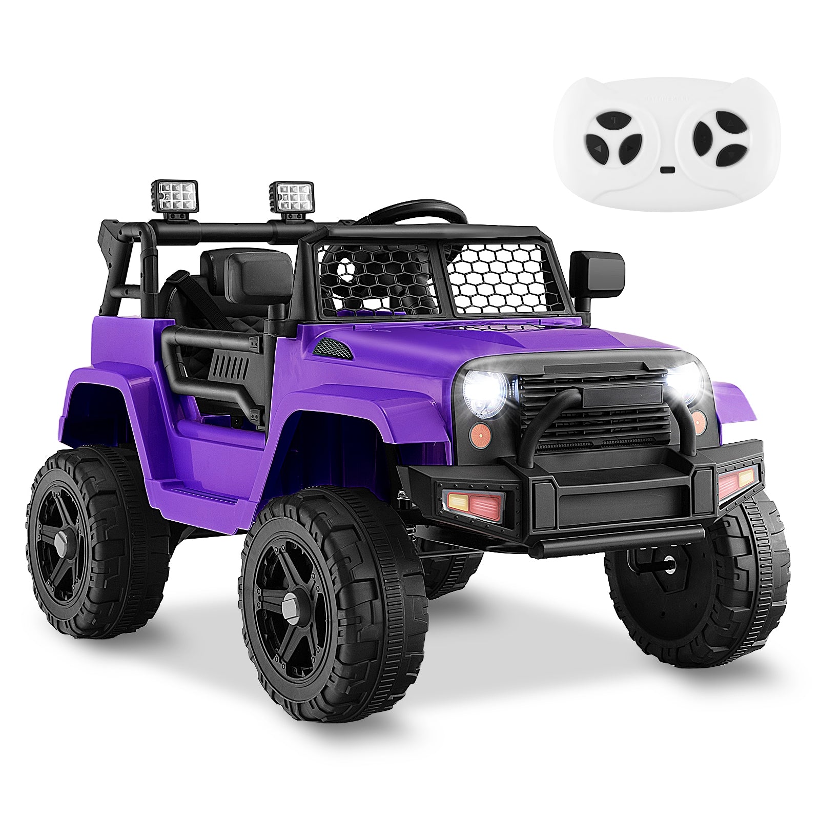 12V Kids Ride On Truck with Remote Control and Headlights, Purple Powered Ride On Toys   at Gallery Canada