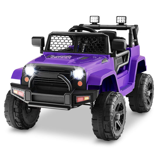 12V Kids Ride On Truck with Remote Control and Headlights, Purple Powered Ride On Toys Purple  at Gallery Canada