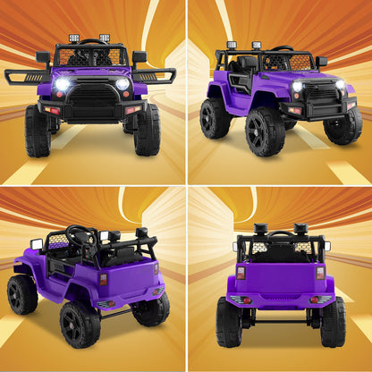 12V Kids Ride On Truck with Remote Control and Headlights, Purple Powered Ride On Toys   at Gallery Canada