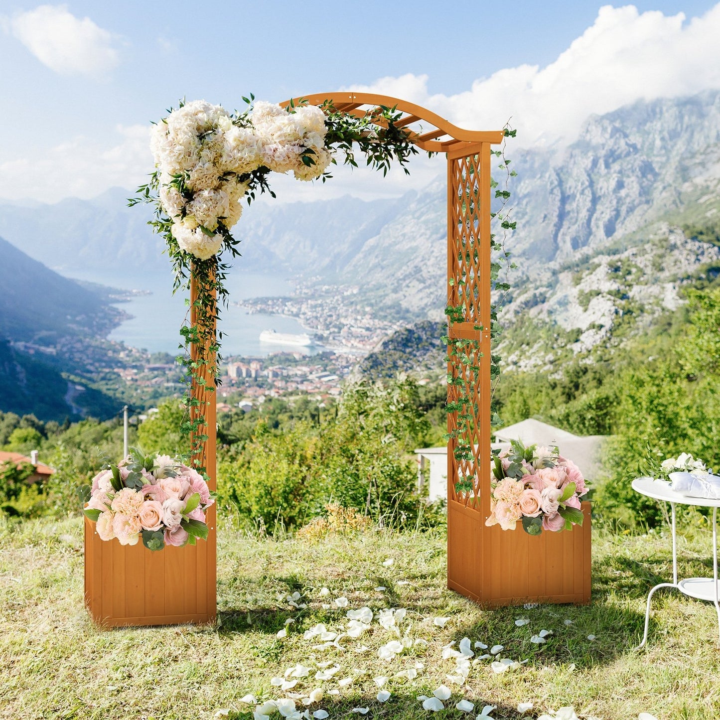 Garden Arbor with Planter, Natural Outdoor Decor   at Gallery Canada