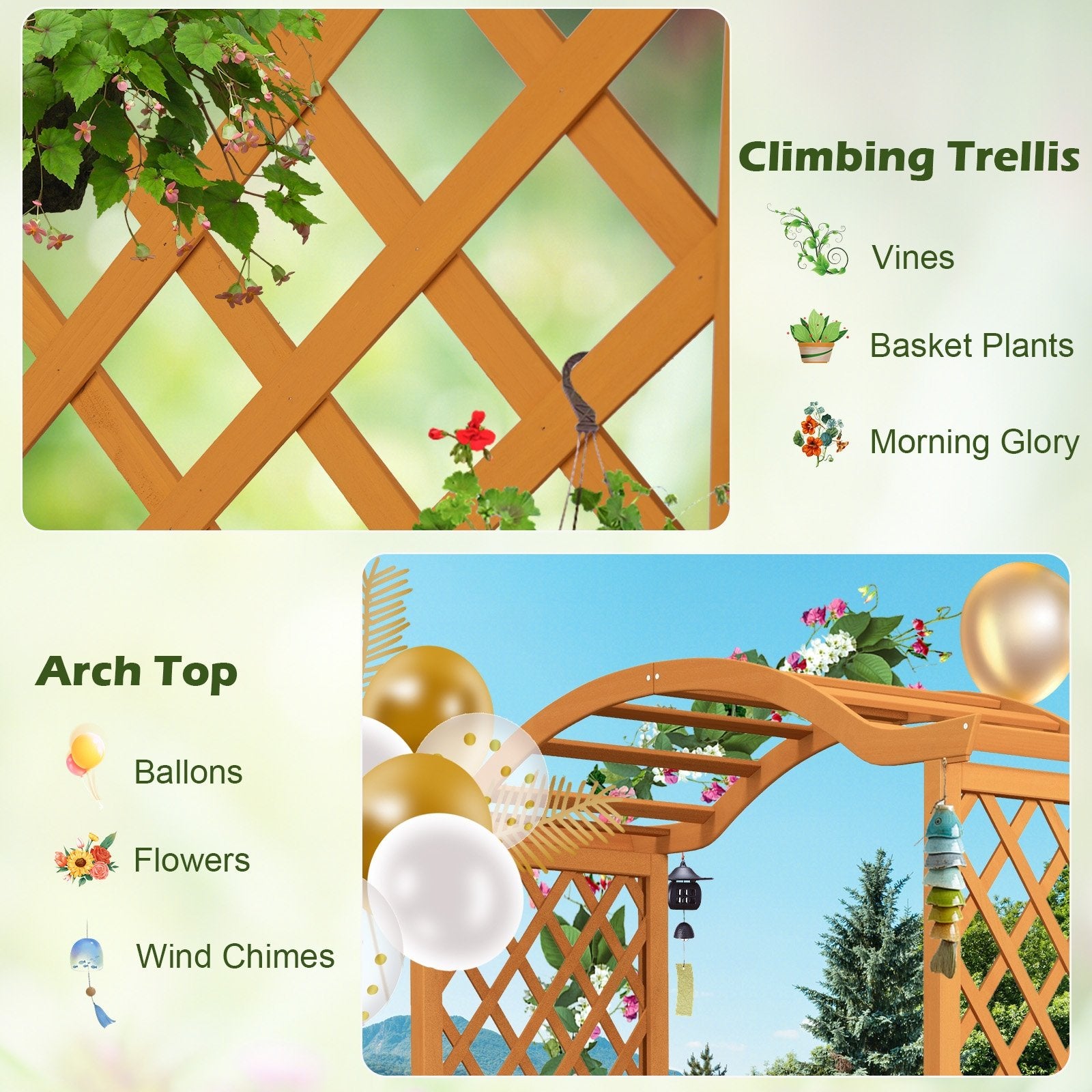 Garden Arbor with Planter, Natural Outdoor Decor   at Gallery Canada