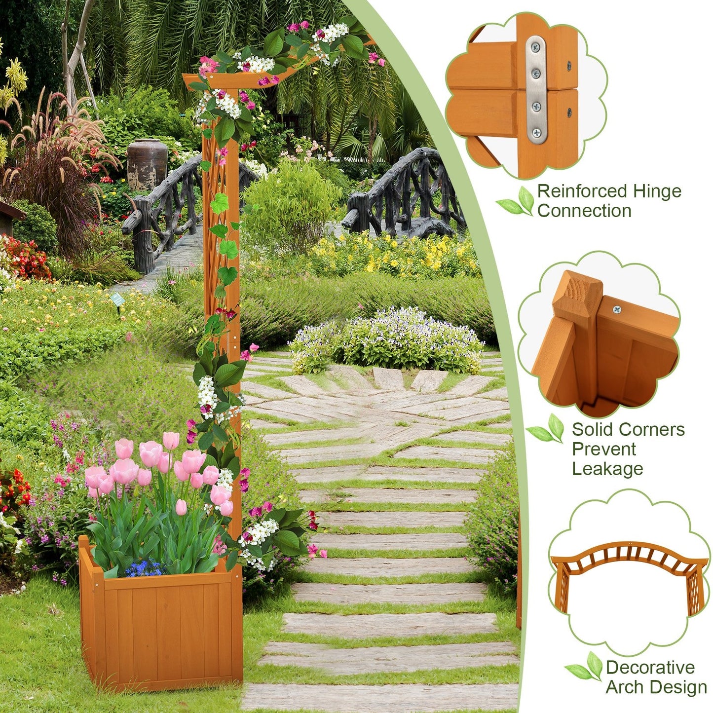 Garden Arbor with Planter, Natural Outdoor Decor   at Gallery Canada