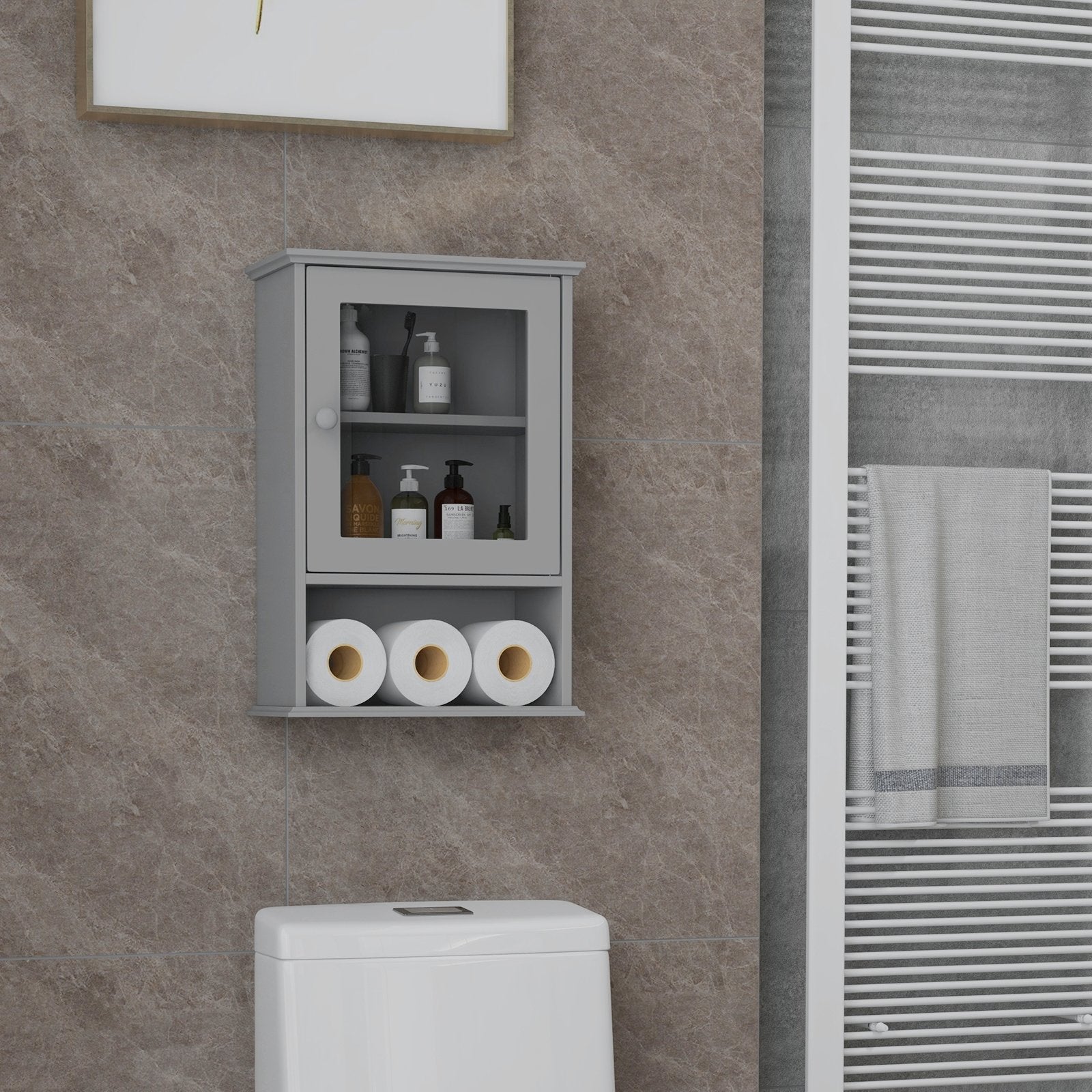 Bathroom Wall Mounted Adjustable Hanging Storage Medicine Cabinet, Gray Wall Cabinets   at Gallery Canada