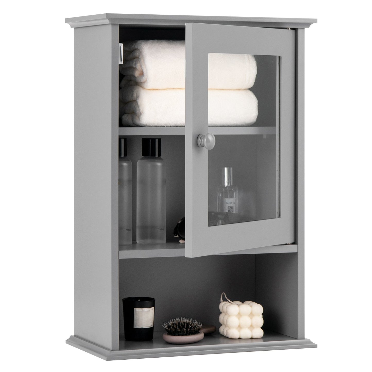 Bathroom Wall Mounted Adjustable Hanging Storage Medicine Cabinet, Gray Wall Cabinets   at Gallery Canada