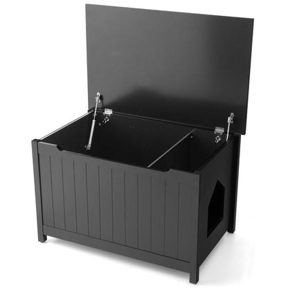 Wooden Cat Litter Box Enclosure with Top Opening Side Table, Black Cat Houses   at Gallery Canada