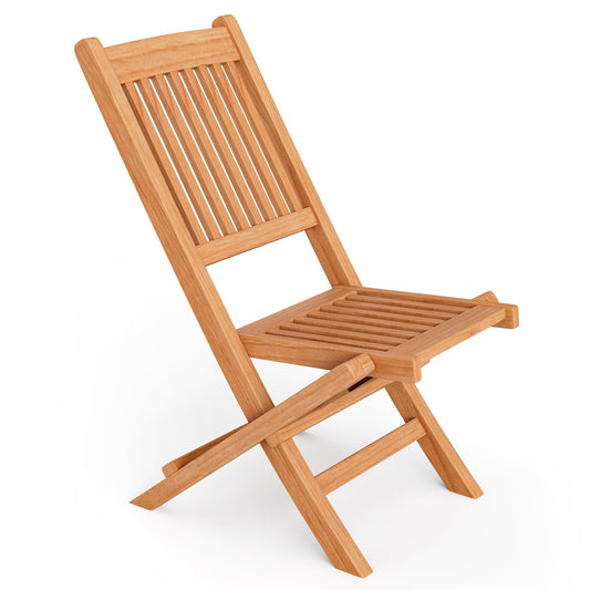 Indonesia Teak Wood Patio Folding Dining Chair with Slatted Seat, Natural - Gallery Canada