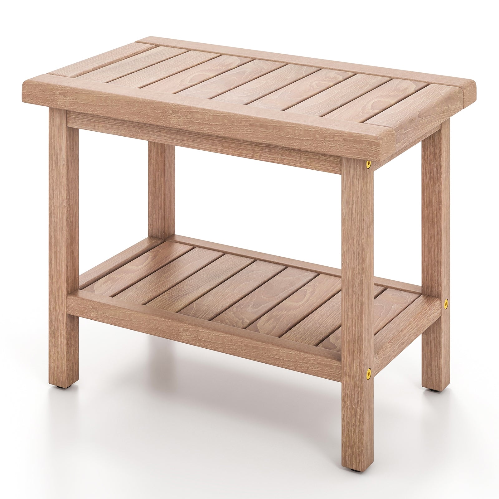 21 Inches Teak Shower Bench with Storage Shelf, Natural Bath Safety at Gallery Canada