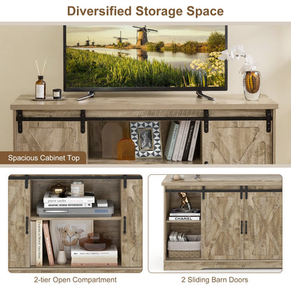Farmhouse Entertainment Center with Adjustable Shelves and Storage Cabinet, Gray - Gallery Canada