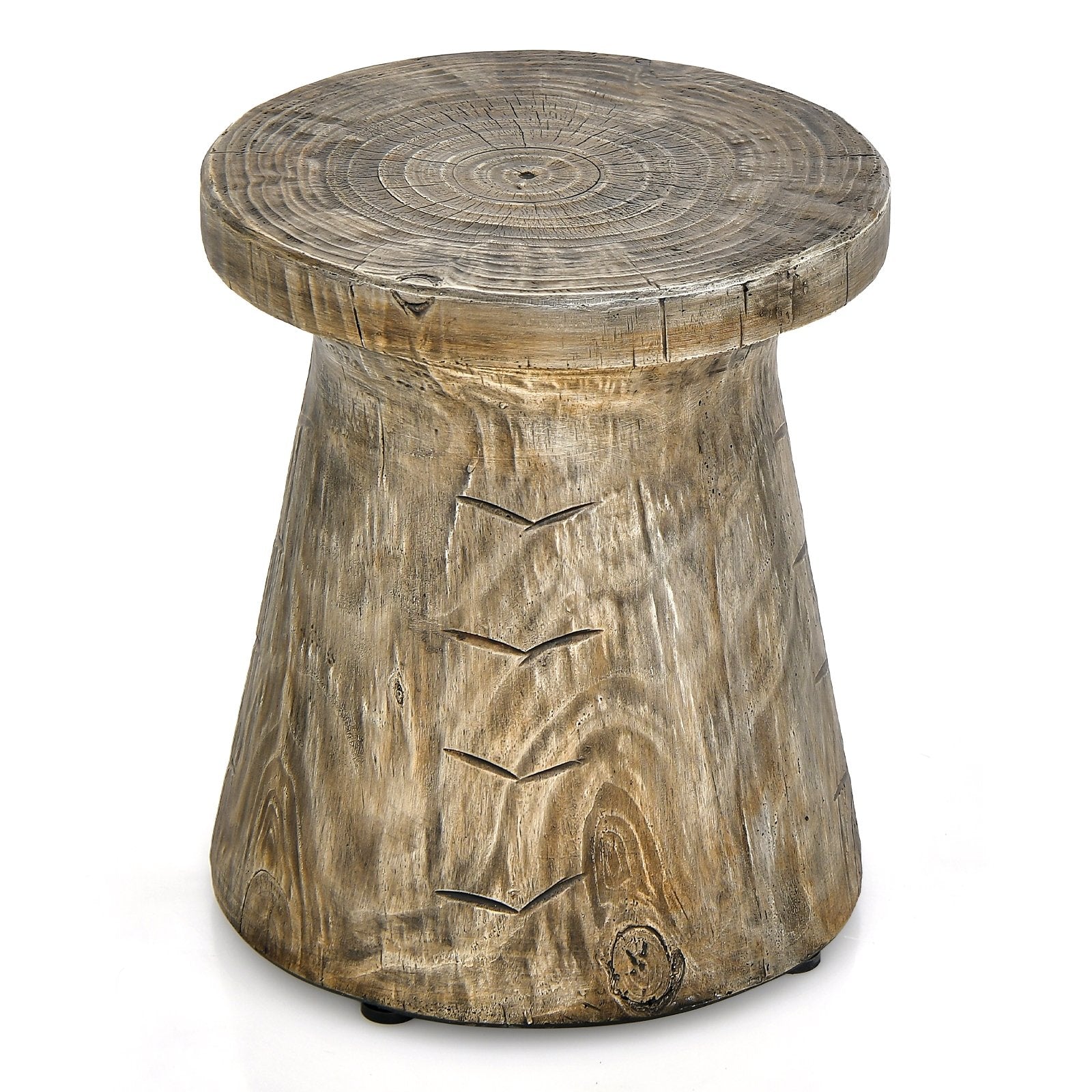 Weather Resident Rock End Table with Wood Grain for Living Room, Natural Patio Tables   at Gallery Canada