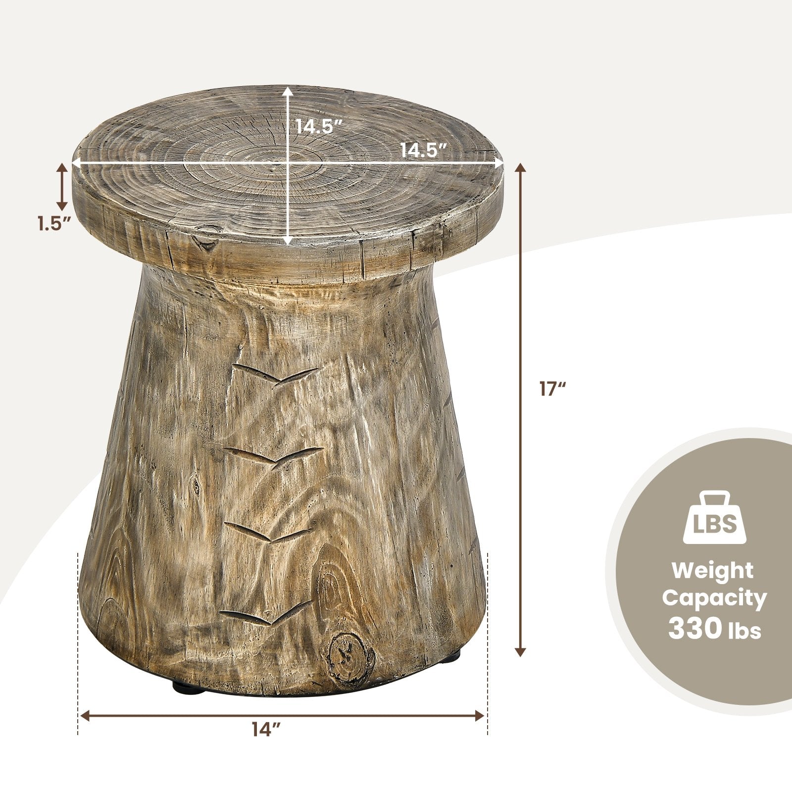 Weather Resident Rock End Table with Wood Grain for Living Room, Natural Patio Tables   at Gallery Canada